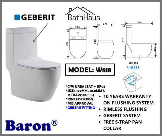 BARON W818 RIMLESS FLUSH